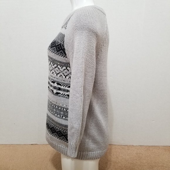 Old Navy sweater Large fair isle pullover sequin embellished knit holiday - Picture 2 of 13